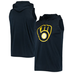 Milwaukee Brewers Stitches Sleeveless Pullover Hoodie - Navy Hoodies
