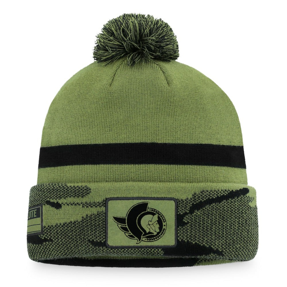 NHL Ottawa Senators Fanatics Military Appreciation Cuffed Knit Hat with Pom - Camo