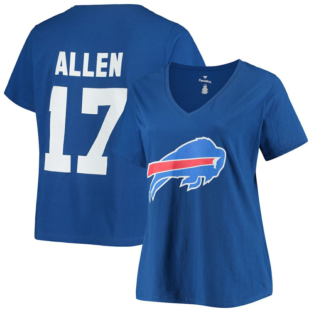 Josh Allen Buffalo Bills Women's Plus Size Name & Number V-Neck T-Shirt Royal