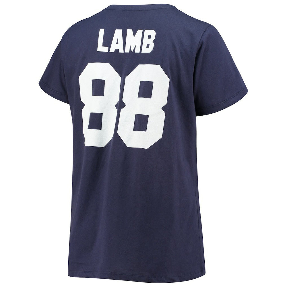 CeeDee Lamb Dallas Cowboys Women's Plus Size Name & Number V-Neck T-Shirt Navy