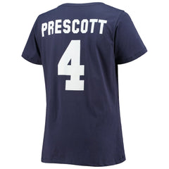 Dak Prescott Dallas Cowboys Women's Plus Size Fair Catch Name & Number V-Neck T-Shirt Navy