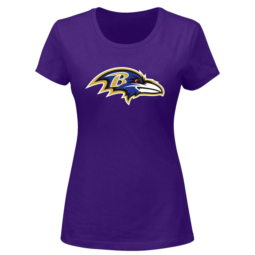 Lamar Jackson Baltimore Ravens Women's Plus Size Name & Number V-Neck T-Shirt Purple