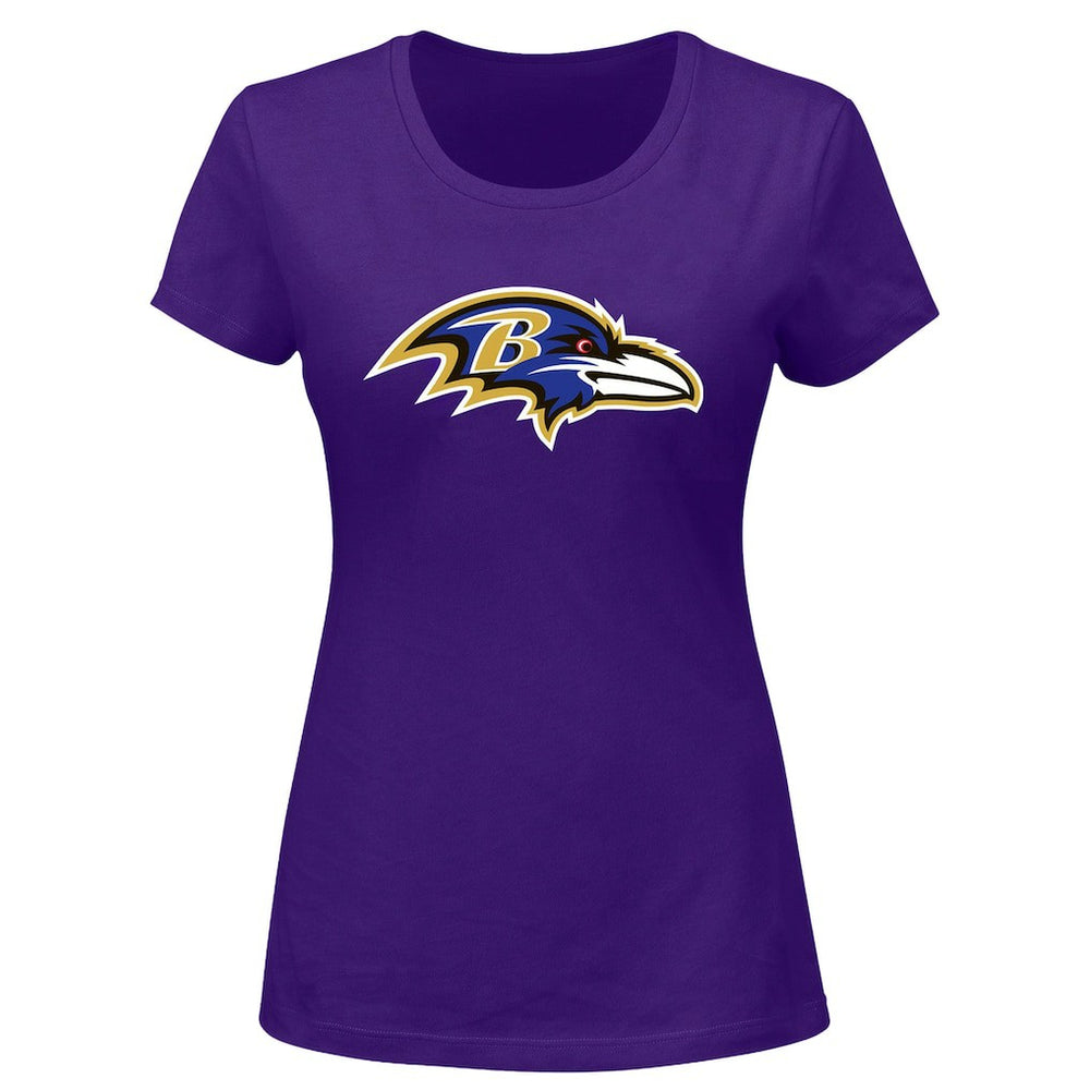 Lamar Jackson Baltimore Ravens Women's Plus Size Name & Number V-Neck T-Shirt Purple