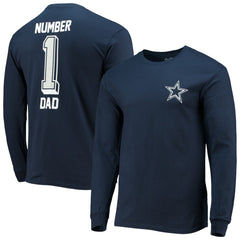 Dallas Cowboys #1 Dad Long Sleeve T-Shirt Navy
