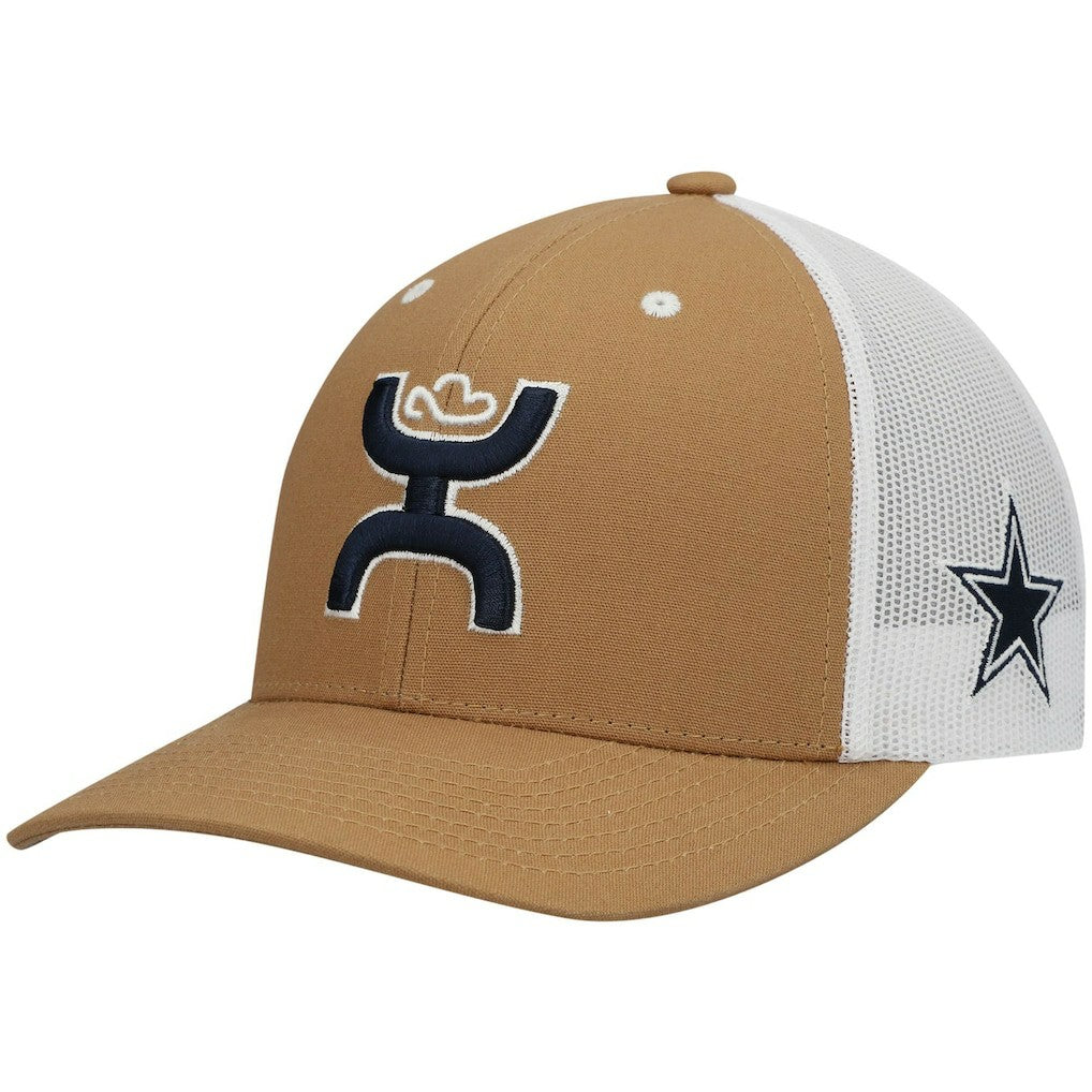 Dallas Cowboys HOOey Logo Trucker Snapback Hat Tan/White