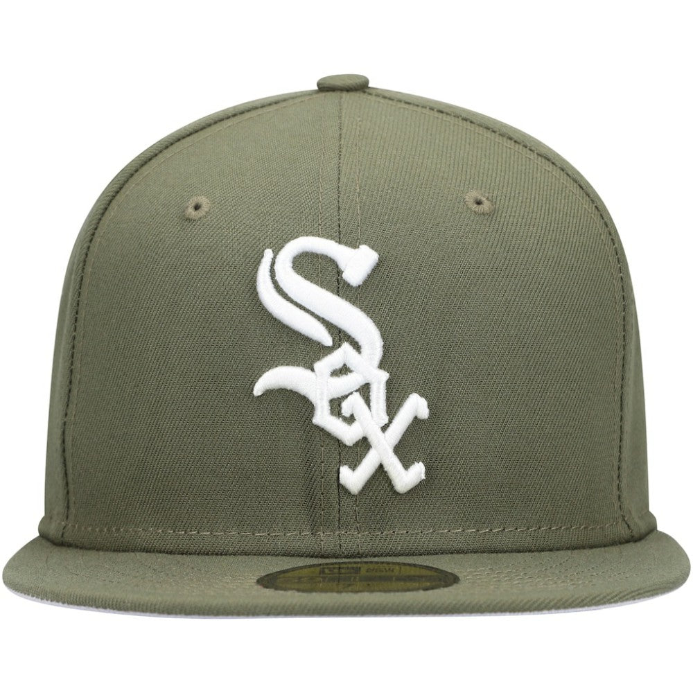Chicago White Sox New Era White Logo 59FIFTY Fitted Hat - Olive Hats