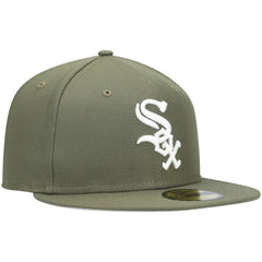 Chicago White Sox New Era White Logo 59FIFTY Fitted Hat - Olive Hats