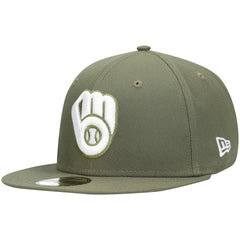 Milwaukee Brewers New Era White Logo 59FIFTY Fitted Hat - Olive Hats