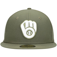 Milwaukee Brewers New Era White Logo 59FIFTY Fitted Hat - Olive Hats