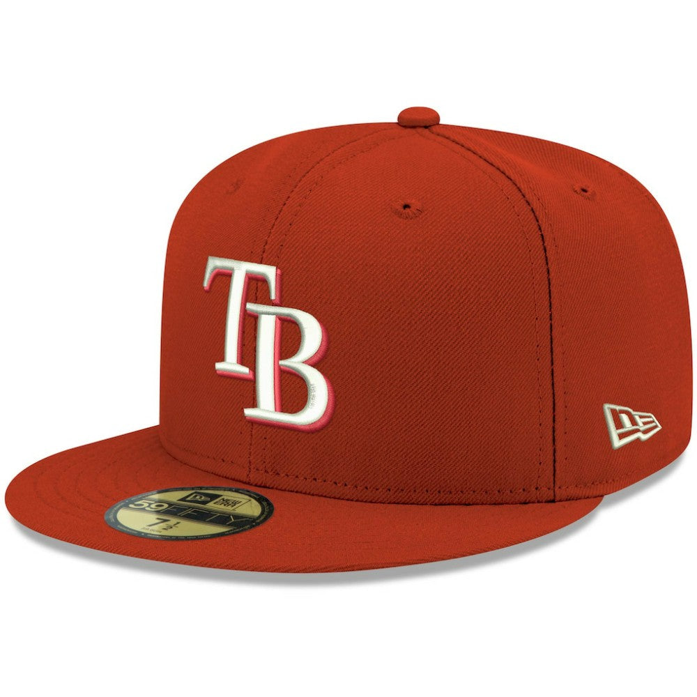 Tampa Bay Rays New Era White Logo 59FIFTY Fitted Hat - Red Hats