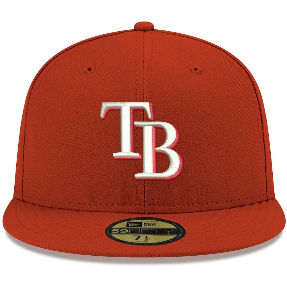Tampa Bay Rays New Era White Logo 59FIFTY Fitted Hat - Red Hats