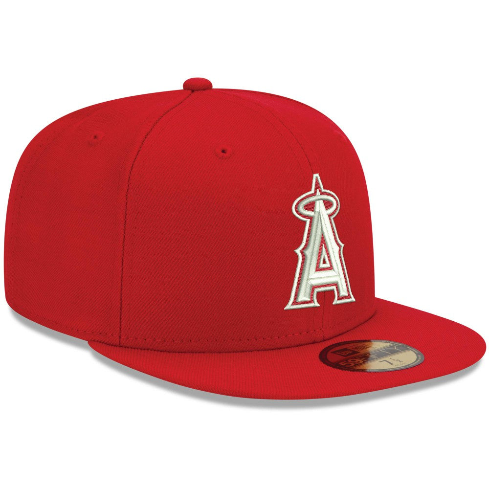 Los Angeles Angels New Era White Logo 59FIFTY Fitted Hat - Red Hats