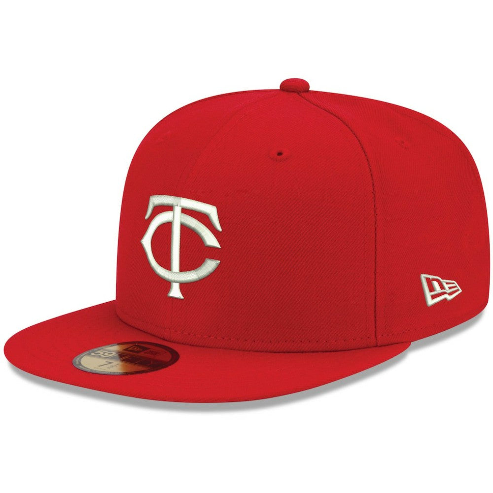 Minnesota Twins New Era White Logo 59FIFTY Fitted Hat - Red Hats