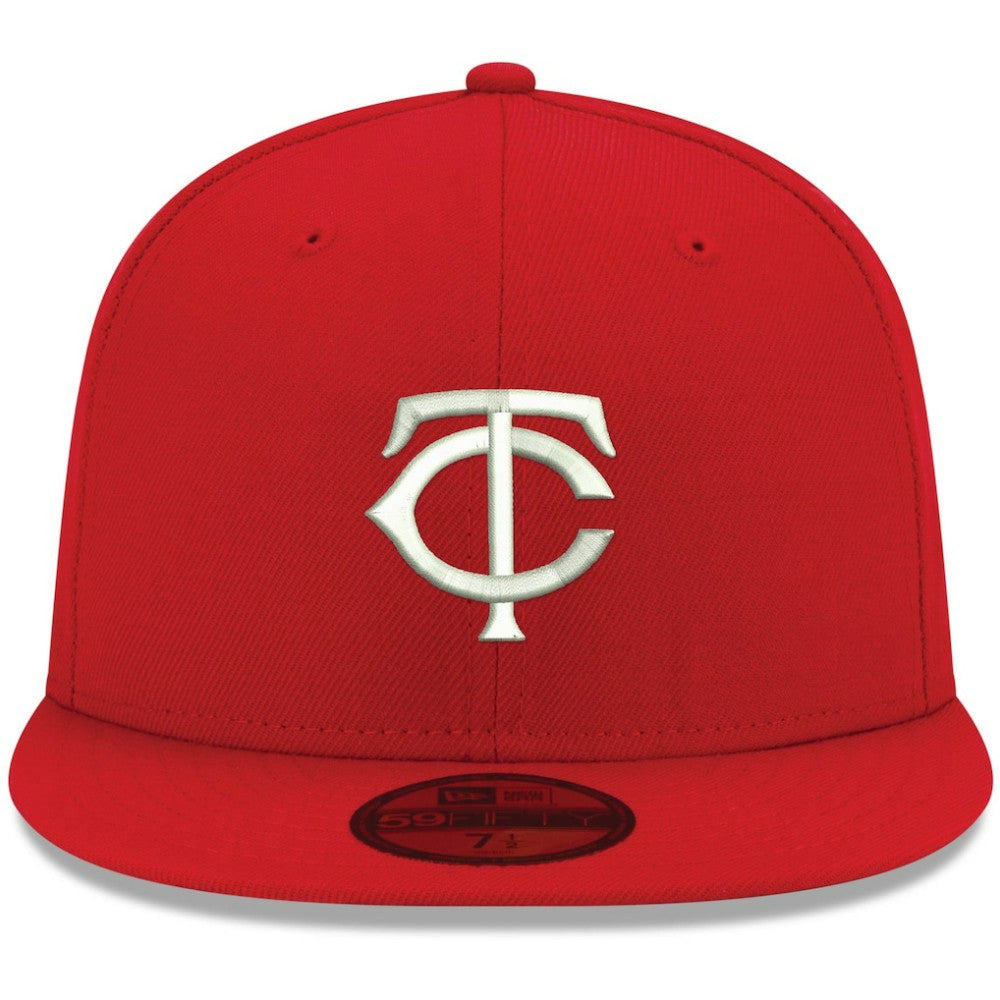 Minnesota Twins New Era White Logo 59FIFTY Fitted Hat - Red Hats