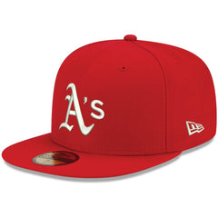 Athletics New Era White Logo 59FIFTY Fitted Hat - Red Hats