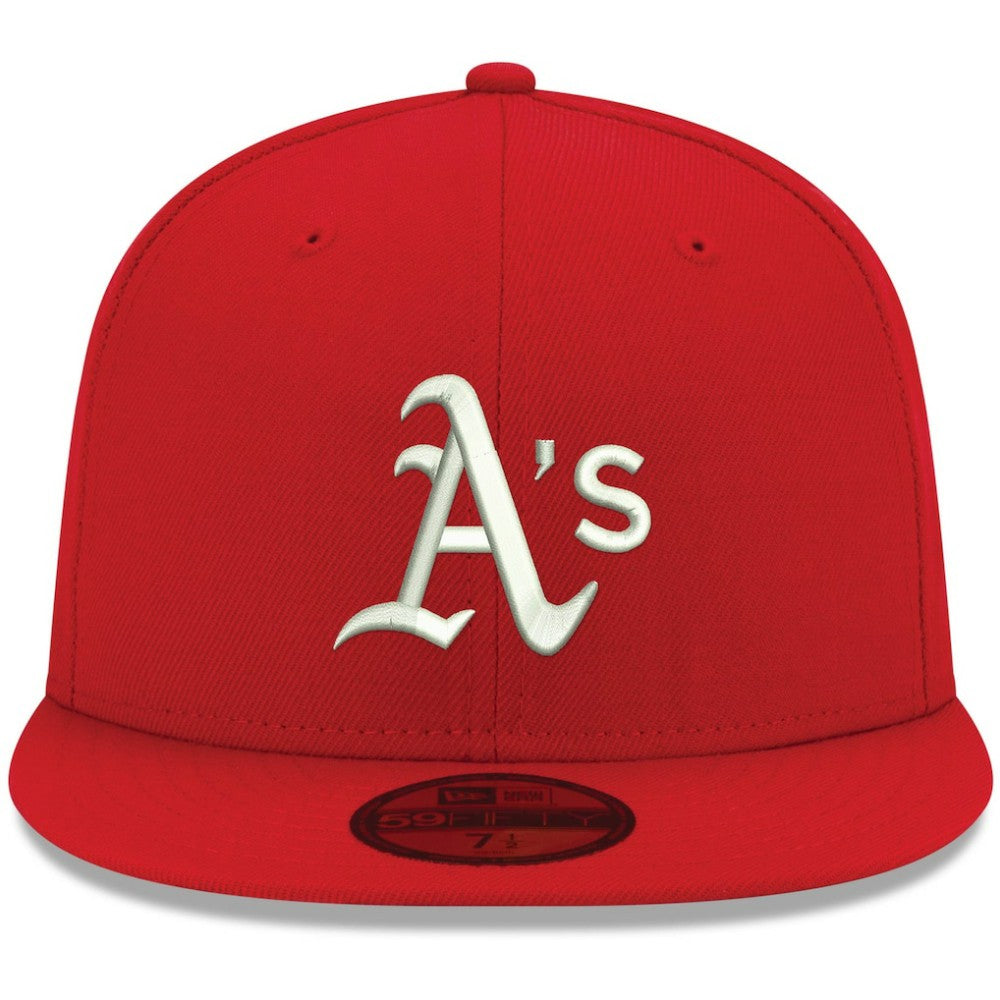 Athletics New Era White Logo 59FIFTY Fitted Hat - Red Hats
