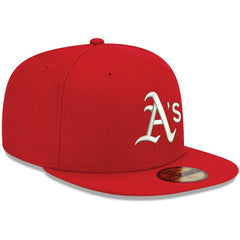 Athletics New Era White Logo 59FIFTY Fitted Hat - Red Hats