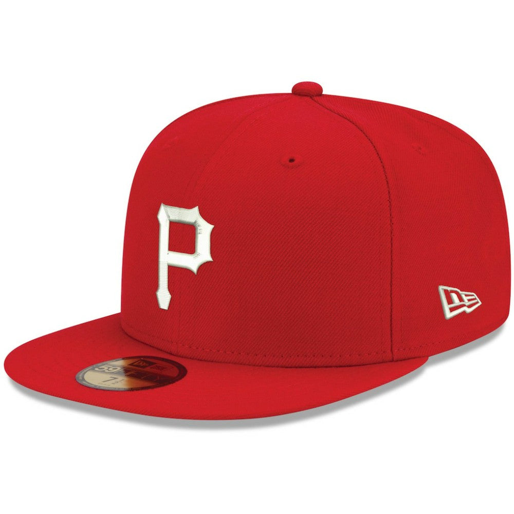 Pittsburgh Pirates New Era White Logo 59FIFTY Fitted Hat - Red Hats