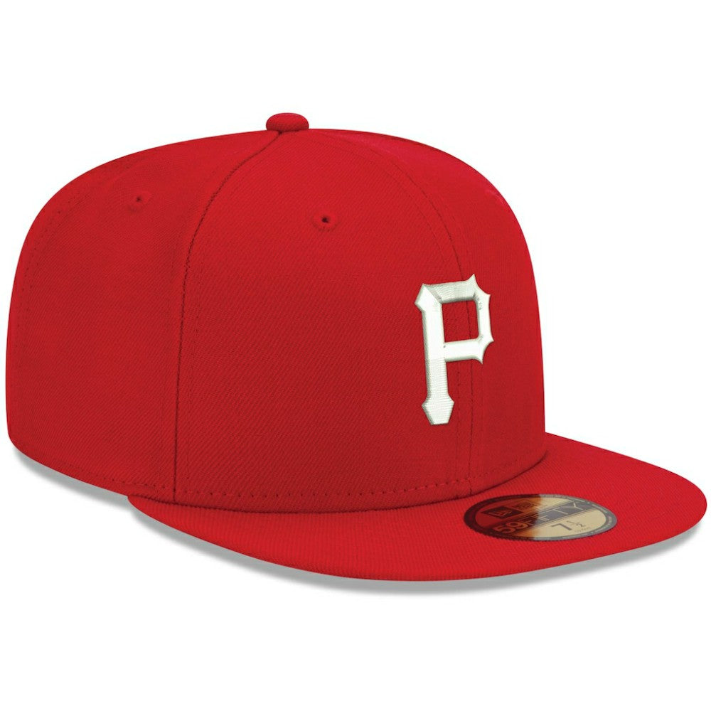 Pittsburgh Pirates New Era White Logo 59FIFTY Fitted Hat - Red Hats