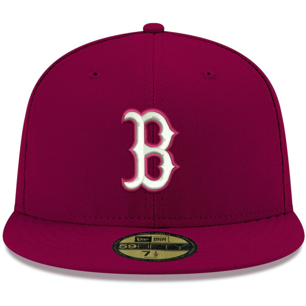 Boston Red Sox New Era White Logo 59FIFTY Fitted Hat - Cardinal Hats
