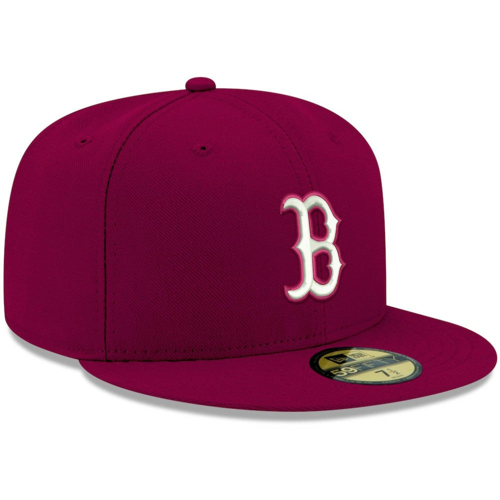 Boston Red Sox New Era White Logo 59FIFTY Fitted Hat - Cardinal Hats