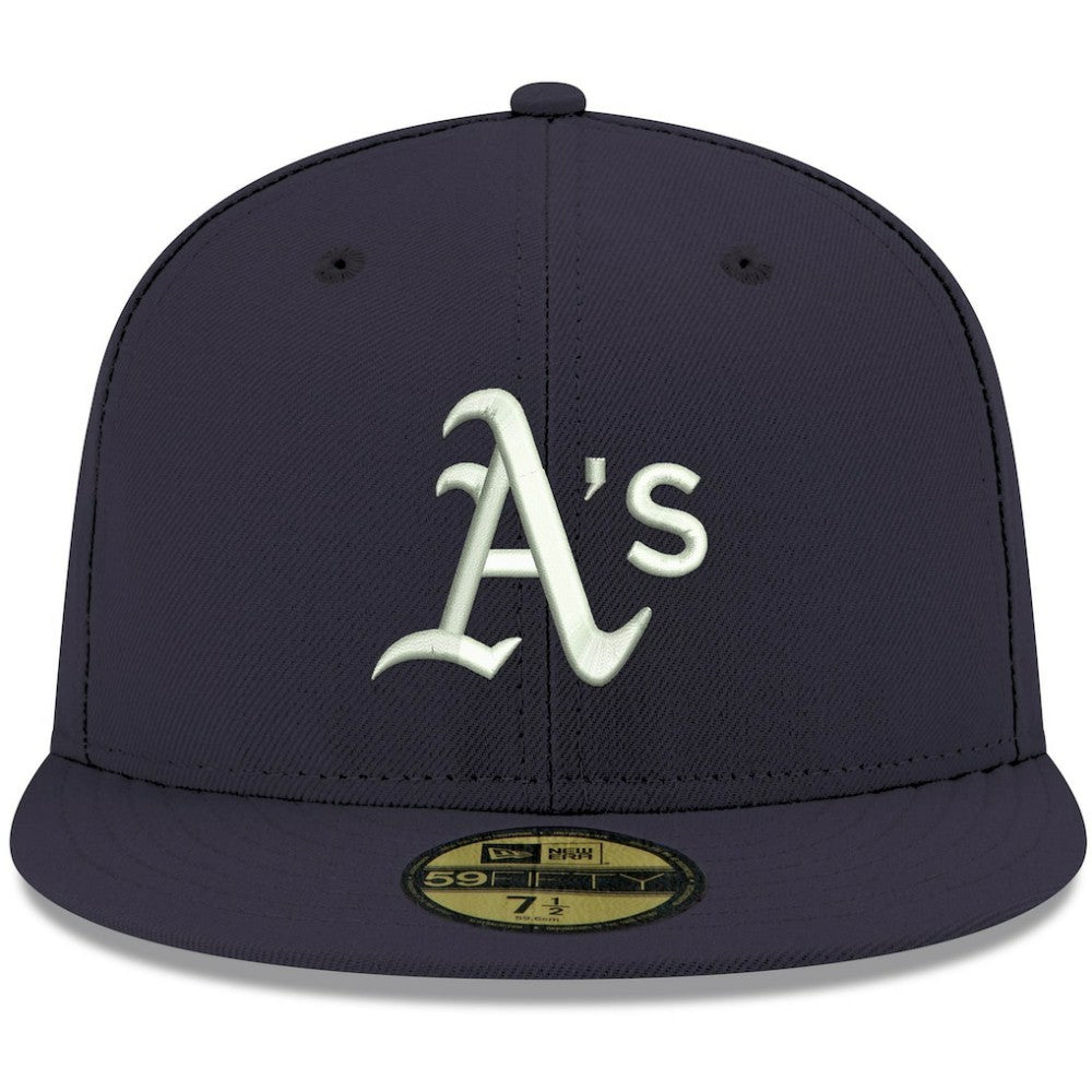 Athletics New Era White Logo 59FIFTY Fitted Hat - Navy Hats