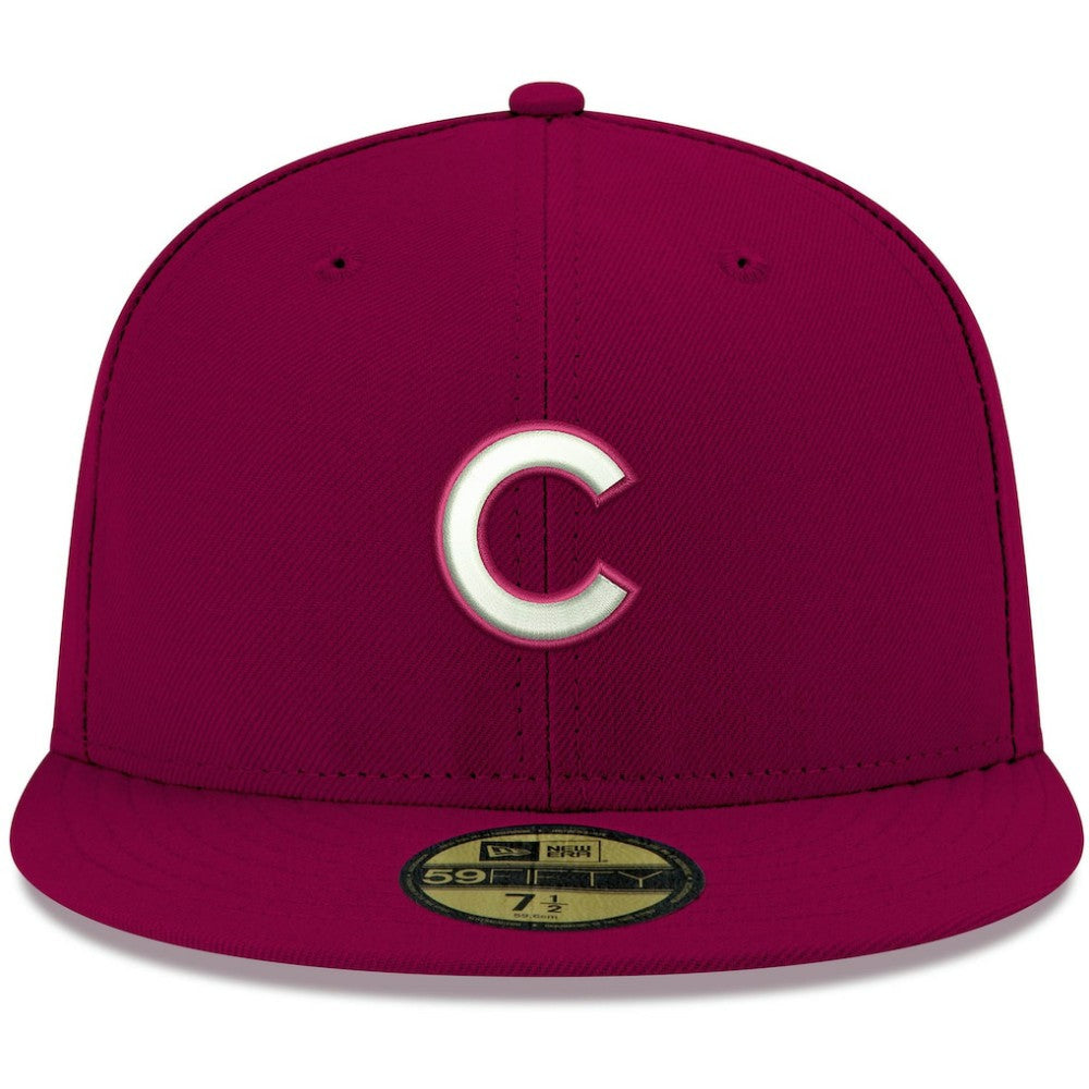 Chicago Cubs New Era White Logo 59FIFTY Fitted Hat - Cardinal Hats