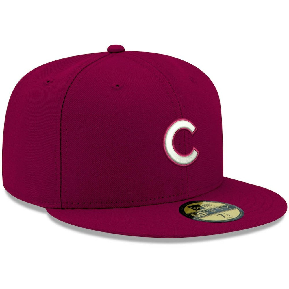 Chicago Cubs New Era White Logo 59FIFTY Fitted Hat - Cardinal Hats