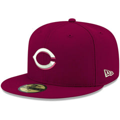 Cincinnati Reds New Era White Logo 59FIFTY Fitted Hat - Cardinal Hats