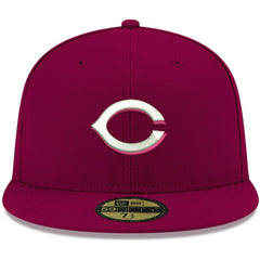 Cincinnati Reds New Era White Logo 59FIFTY Fitted Hat - Cardinal Hats