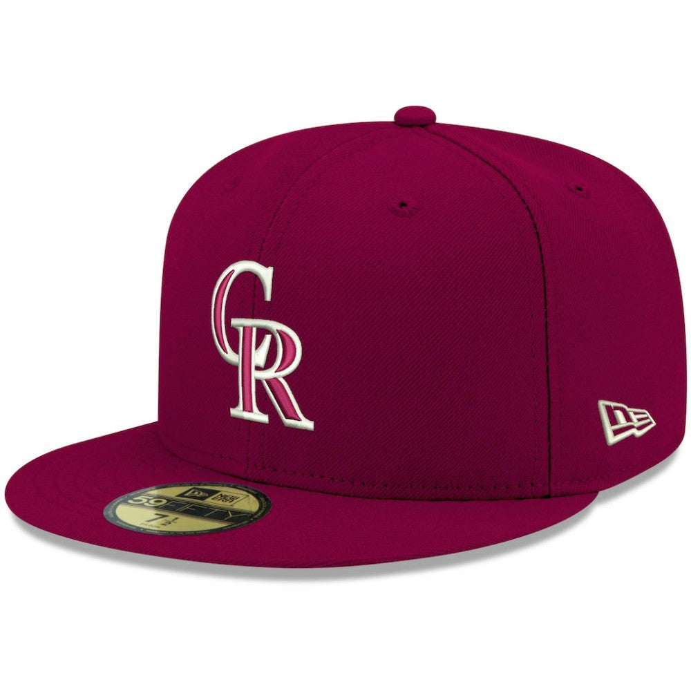 Colorado Rockies New Era White Logo 59FIFTY Fitted Hat - Cardinal Hats