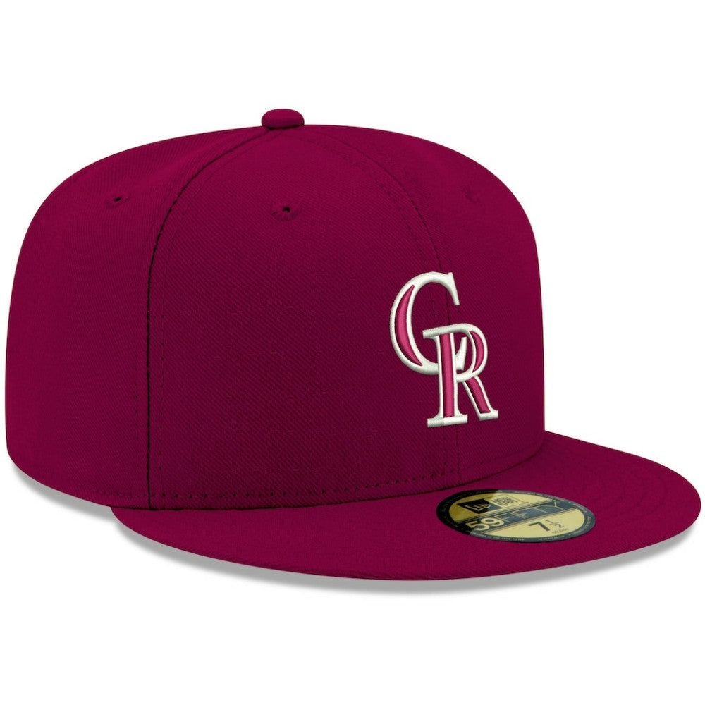 Colorado Rockies New Era White Logo 59FIFTY Fitted Hat - Cardinal Hats