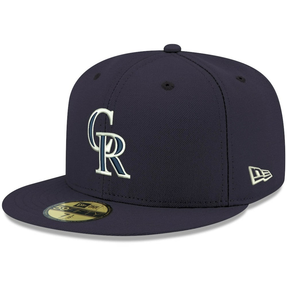 Colorado Rockies New Era White Logo 59FIFTY Fitted Hat - Navy Hats