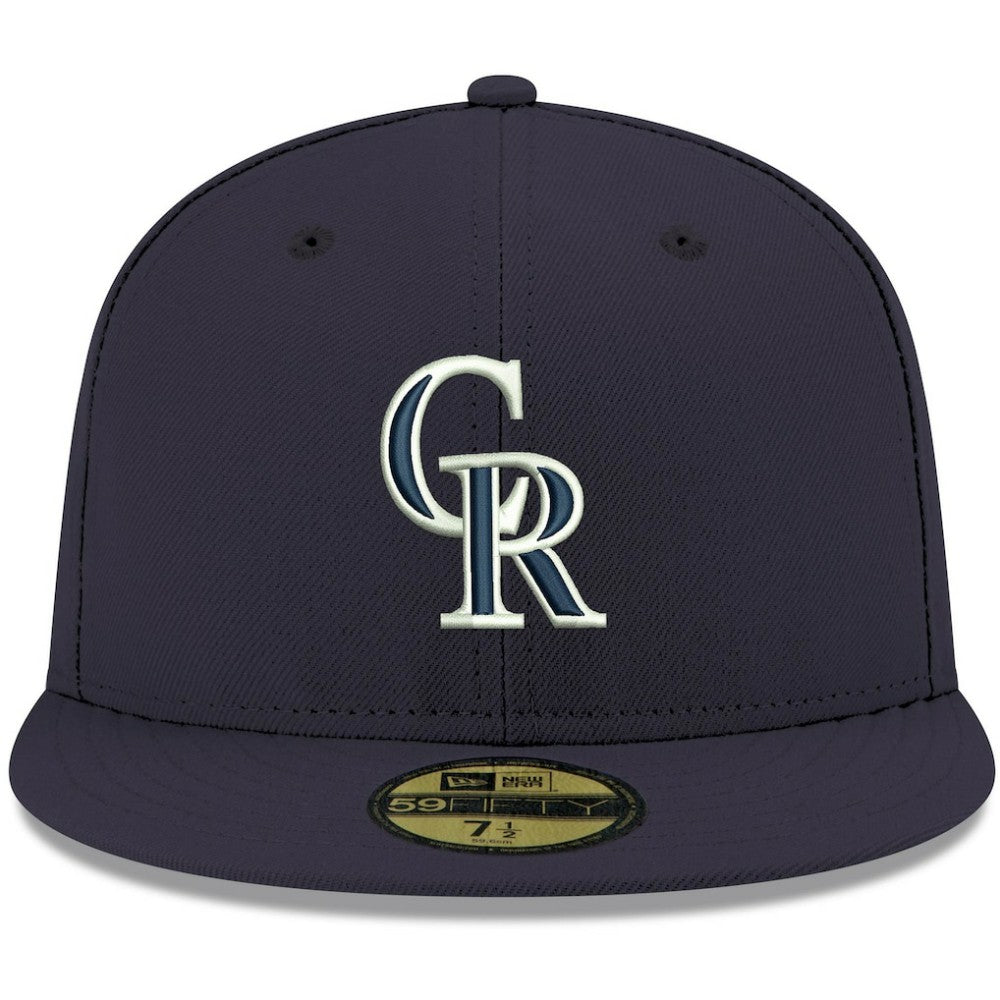 Colorado Rockies New Era White Logo 59FIFTY Fitted Hat - Navy Hats