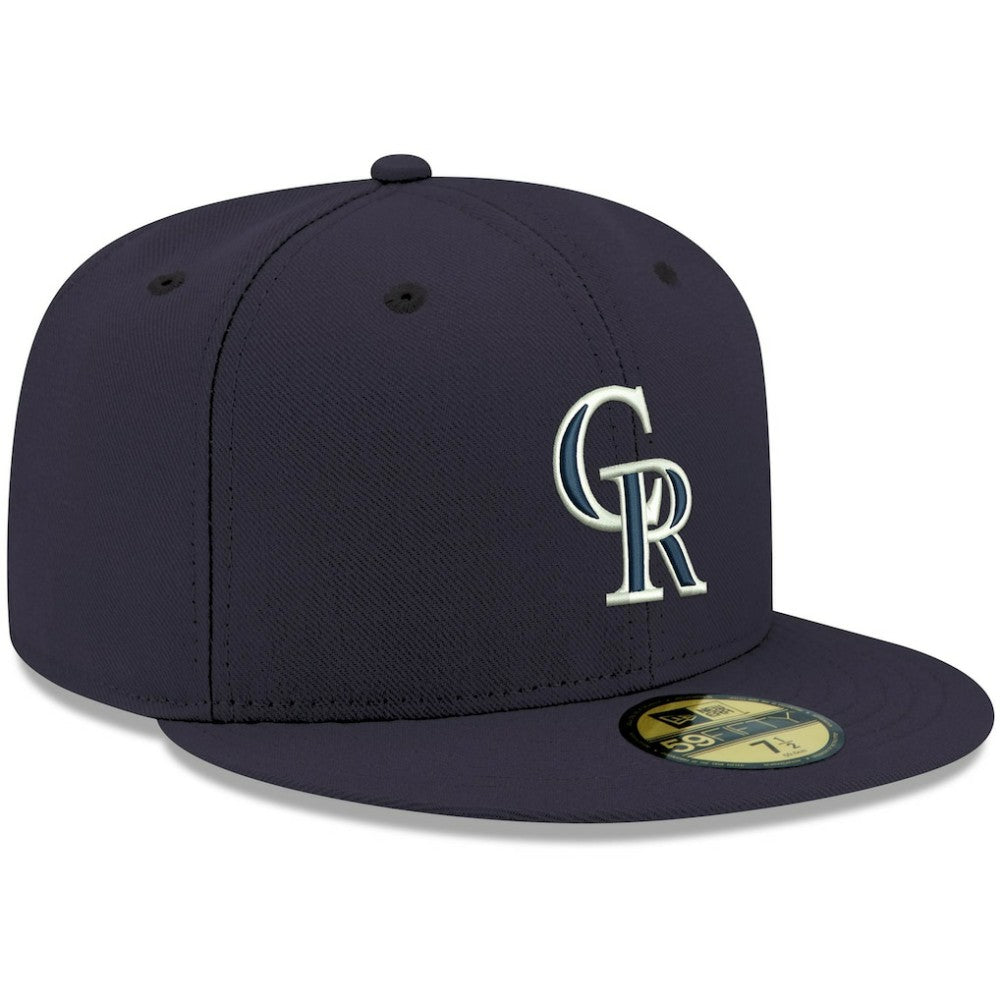 Colorado Rockies New Era White Logo 59FIFTY Fitted Hat - Navy Hats