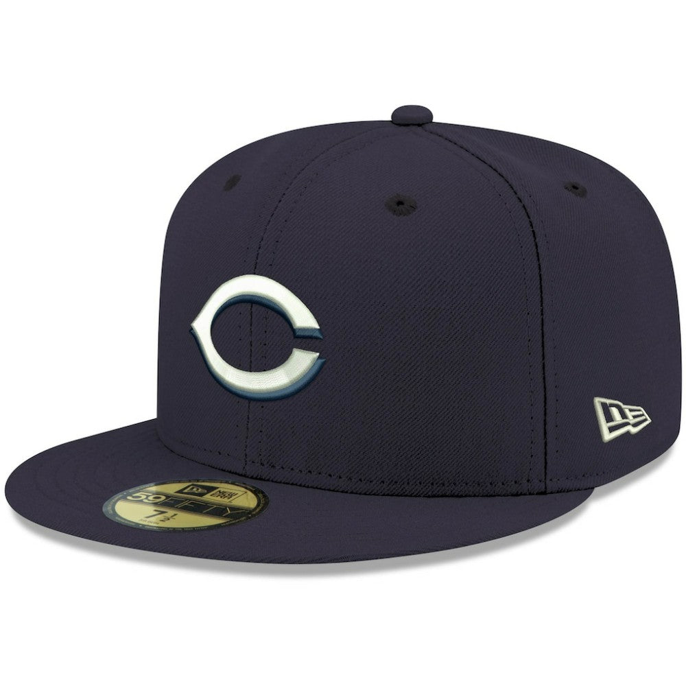 Cincinnati Reds New Era White Logo 59FIFTY Fitted Hat - Navy Hats