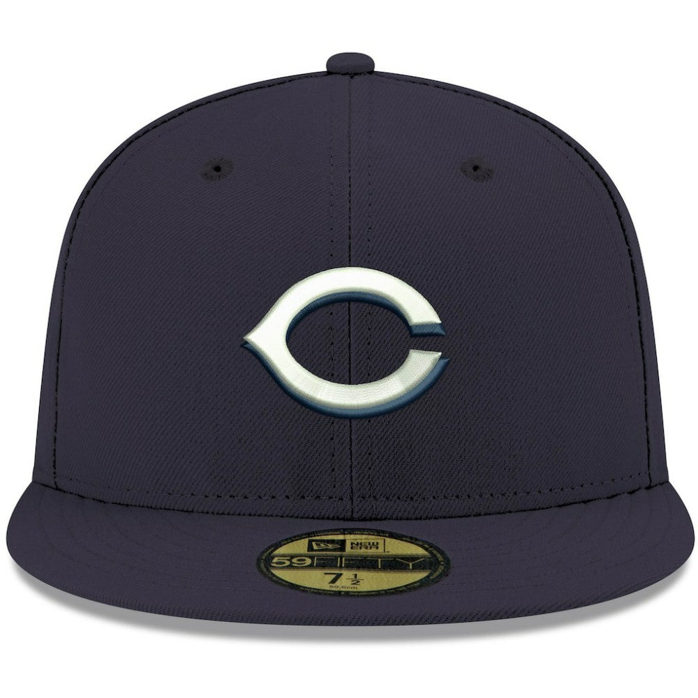 Cincinnati Reds New Era White Logo 59FIFTY Fitted Hat - Navy Hats