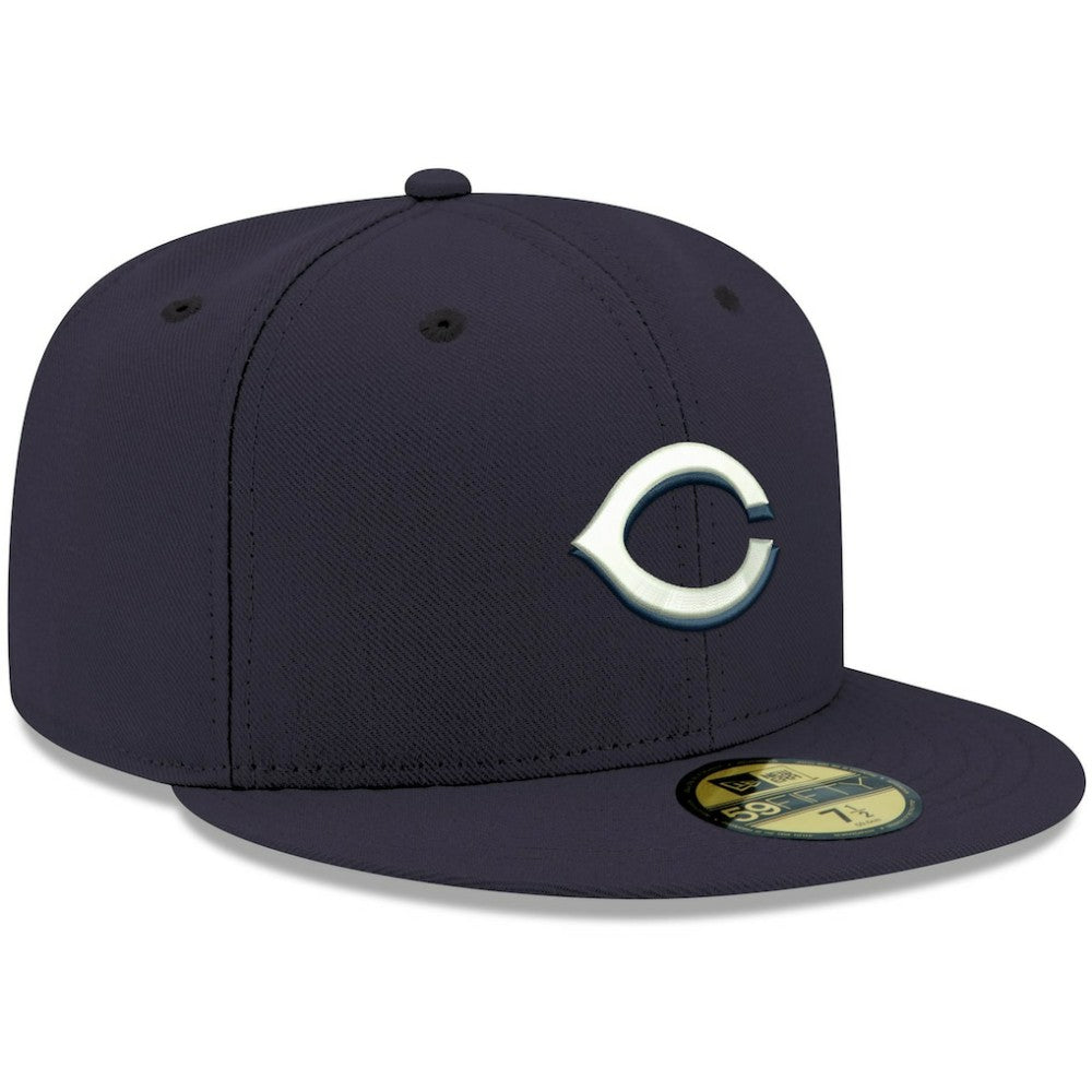 Cincinnati Reds New Era White Logo 59FIFTY Fitted Hat - Navy Hats