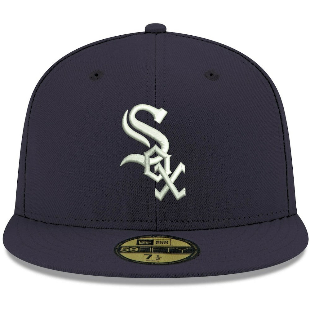 Chicago White Sox New Era White Logo 59FIFTY Fitted Hat - Navy Hats