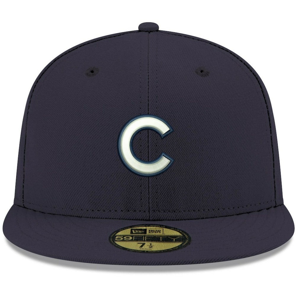 Chicago Cubs New Era White Logo 59FIFTY Fitted Hat - Navy Hats