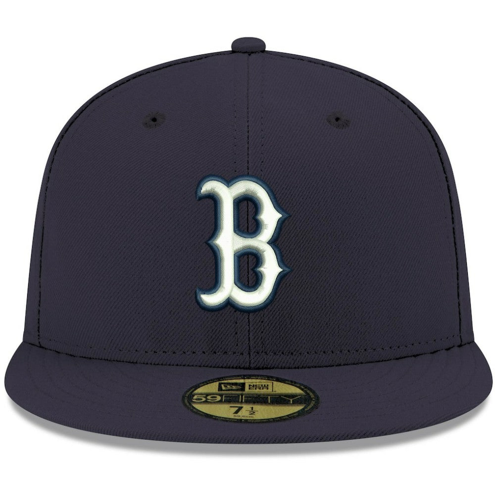 Boston Red Sox New Era White Logo 59FIFTY Fitted Hat - Navy Hats