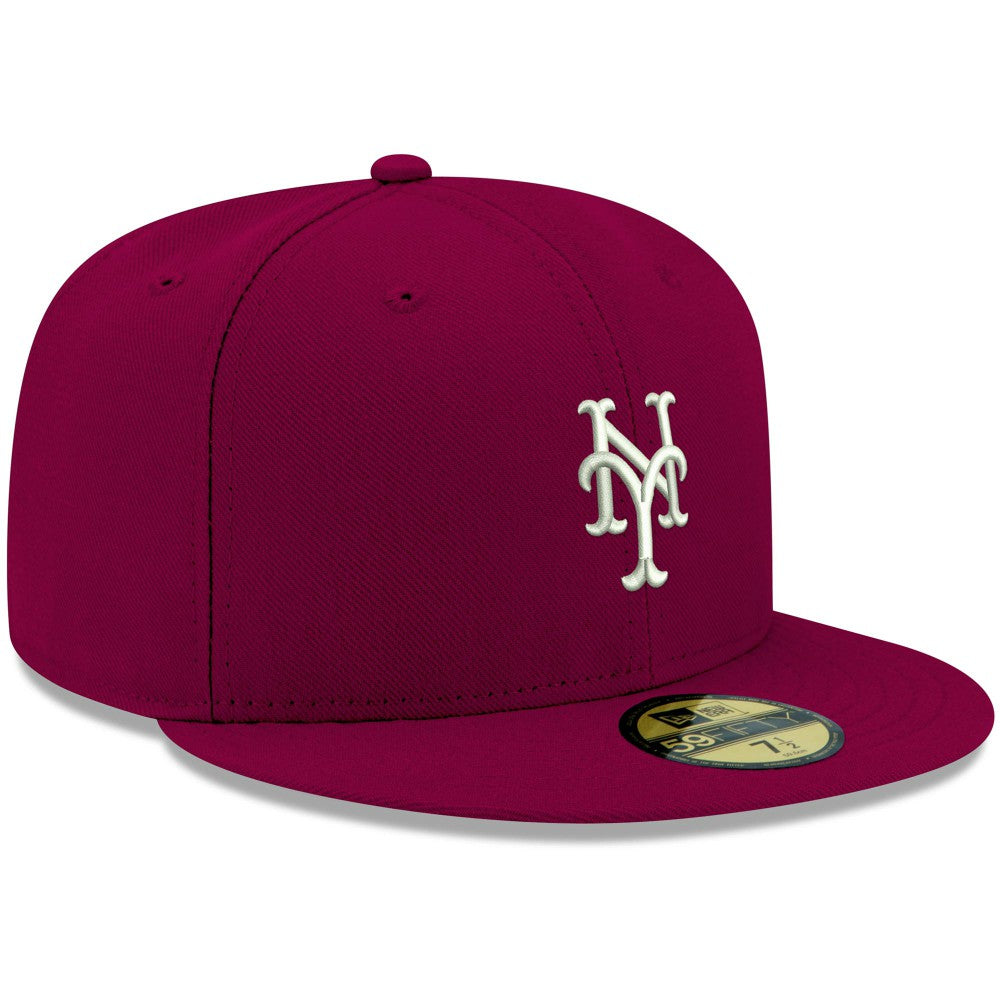 New York Mets New Era White Logo 59FIFTY Fitted Hat - Cardinal Hats