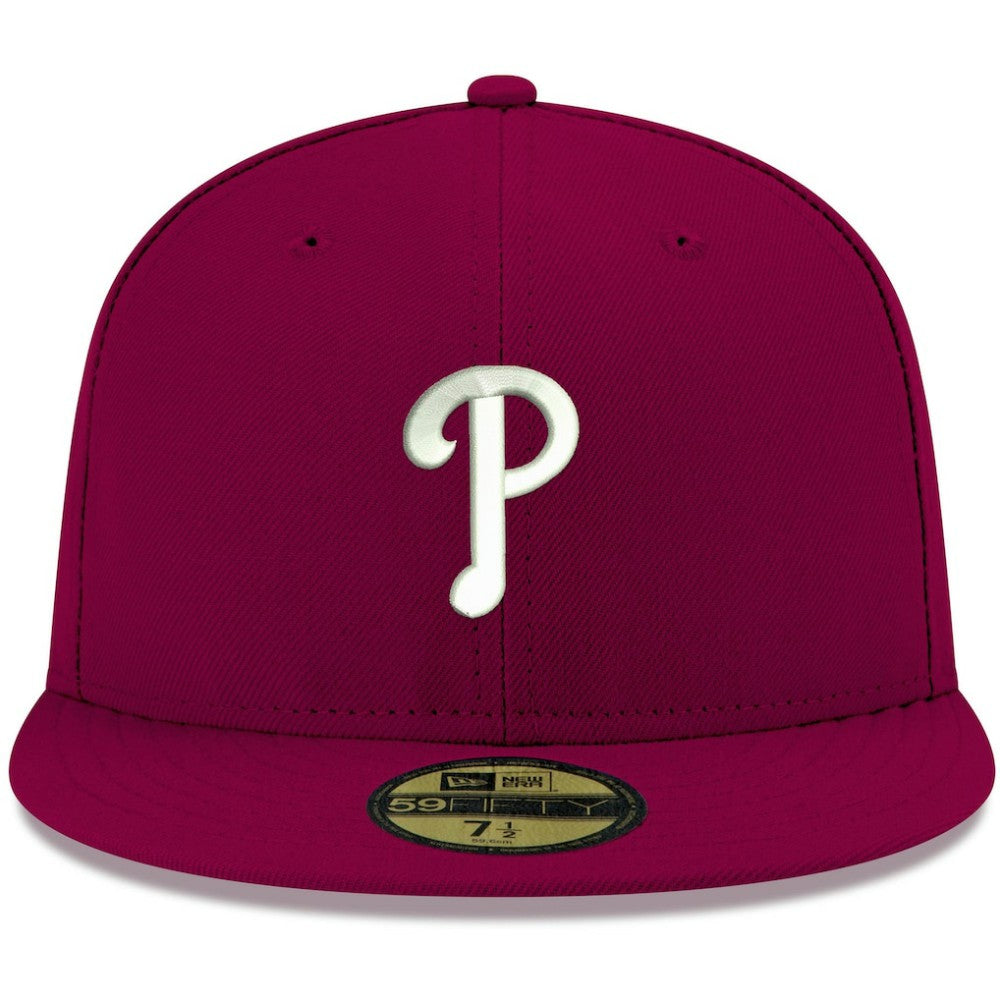 Philadelphia Phillies New Era White Logo 59FIFTY Fitted Hat - Cardinal Hats