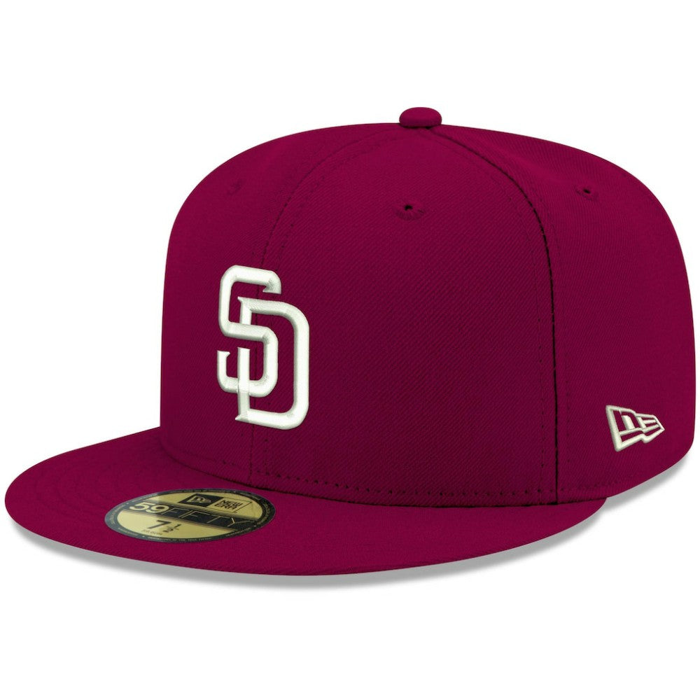 San Diego Padres New Era White Logo 59FIFTY Fitted Hat - Cardinal Hats