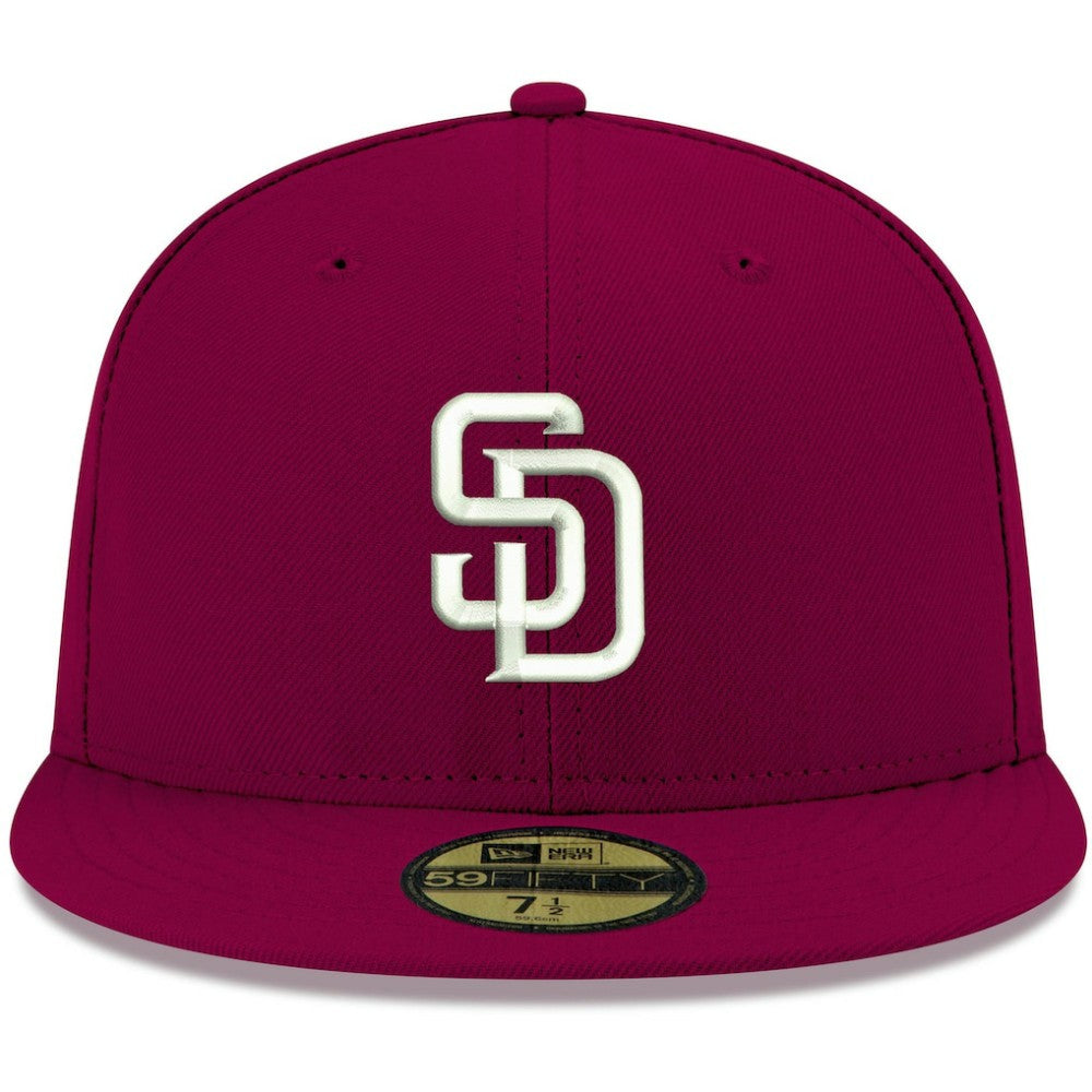 San Diego Padres New Era White Logo 59FIFTY Fitted Hat - Cardinal Hats