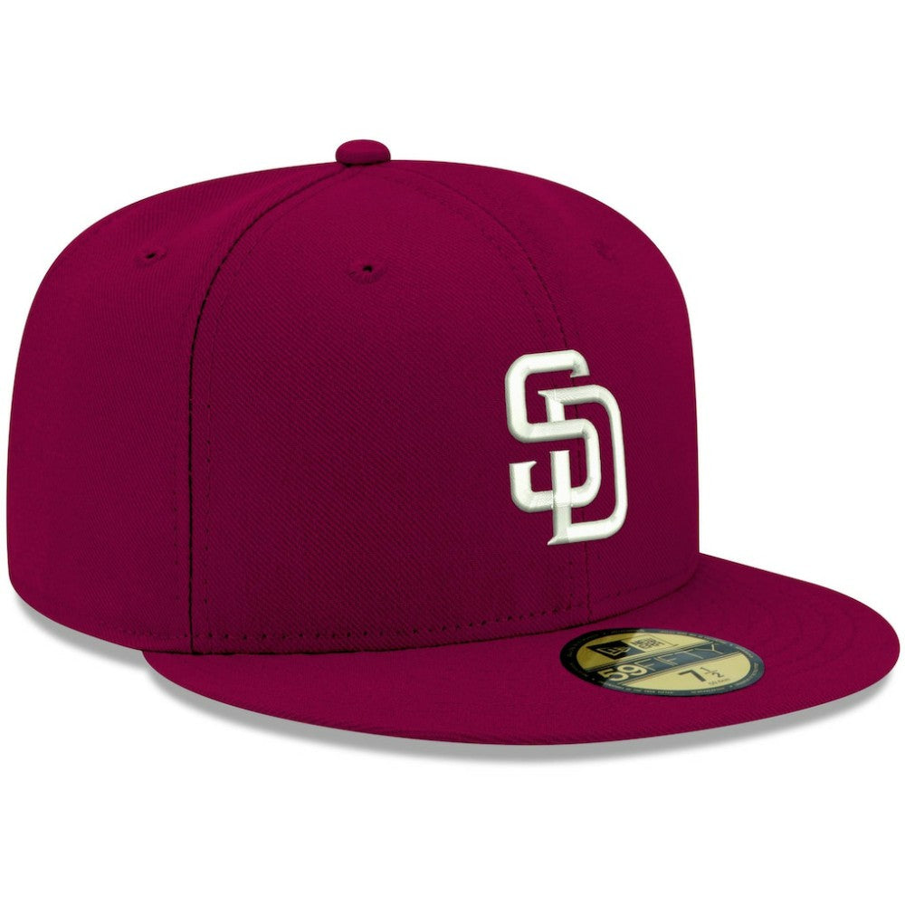 San Diego Padres New Era White Logo 59FIFTY Fitted Hat - Cardinal Hats