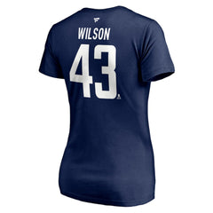 NHL Tom Wilson Washington Capitals Fanatics Women's Authentic Stack Name & Number V-Neck T-Shirt - Navy