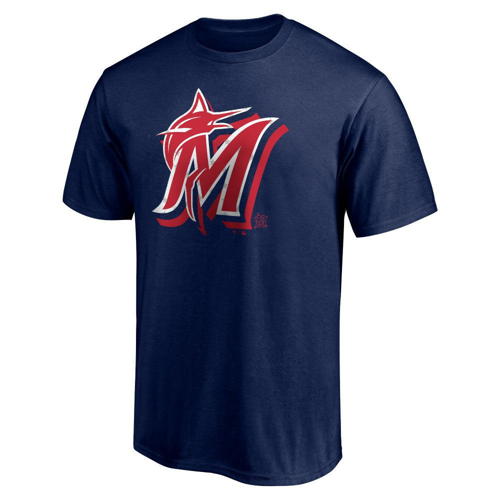 Miami Marlins Red White and Team T-Shirt - Navy T-shirts