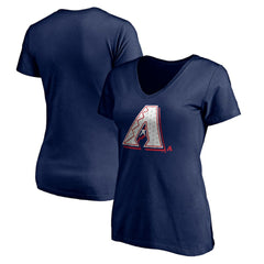 Arizona Diamondbacks Women's Red White and Team V-Neck T-Shirt - Navy T-shirts
