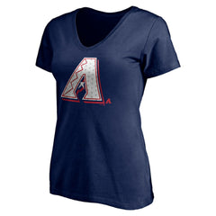 Arizona Diamondbacks Women's Red White and Team V-Neck T-Shirt - Navy T-shirts